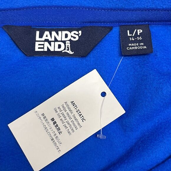 Land’s End Royal Blue 1/4 Zip Long Sleeve Mock Neck Fleece Pullover-Lrg/P 14-16 - Picture 12 of 16